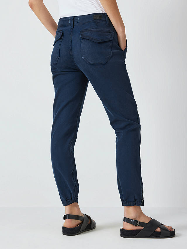 PAIGE Mayslie Cropped Cuffed Ankle Trousers, Navy Storm