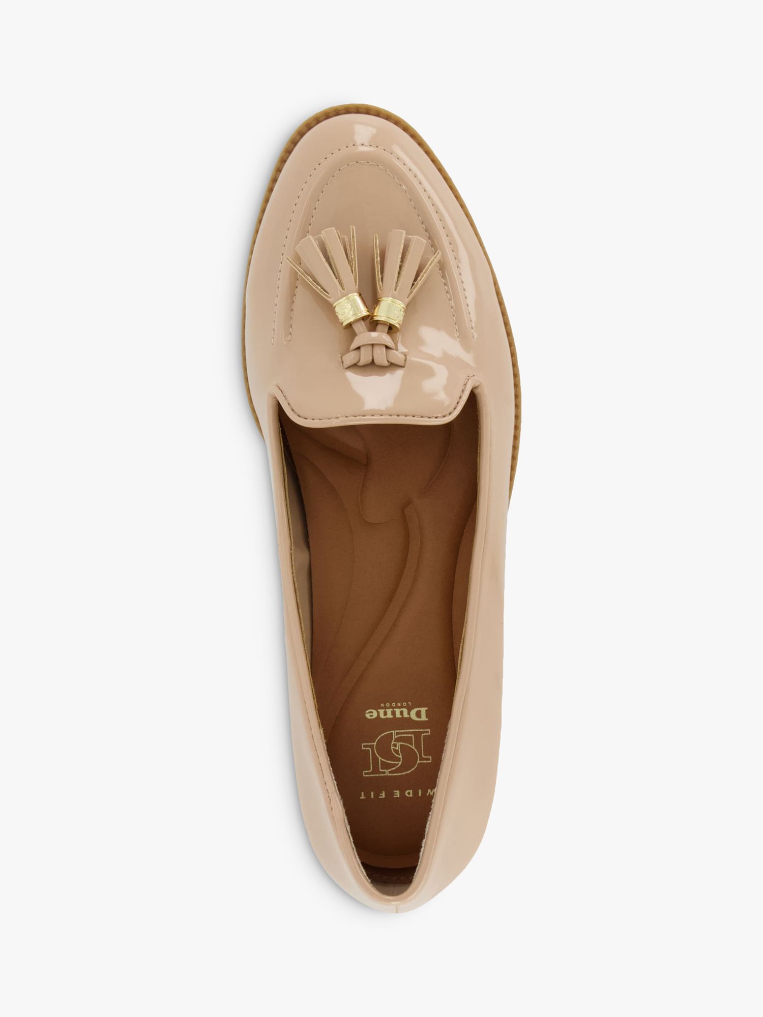 Dune Wide Fit Global Leather Tassel Loafers, Blush at John Lewis & Partners