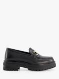 Dune Gallagher Wide Fit Leather Snaffle Trim Loafers, Black