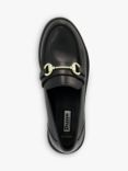Dune Gallagher Wide Fit Leather Snaffle Trim Loafers, Black, Black