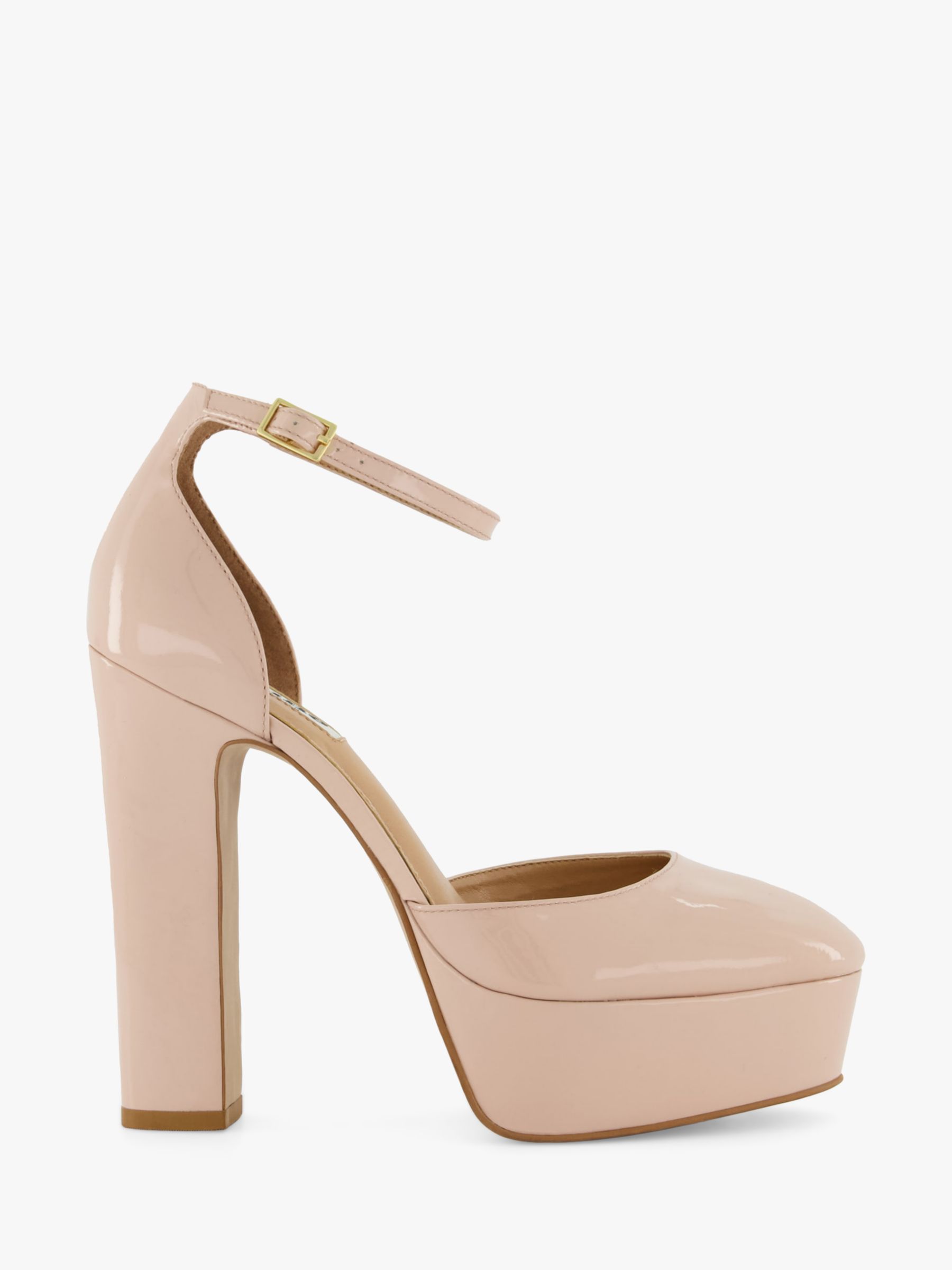 Dune Contest Leather Platform Mary Jane Court Shoes, Nude at John Lewis ...
