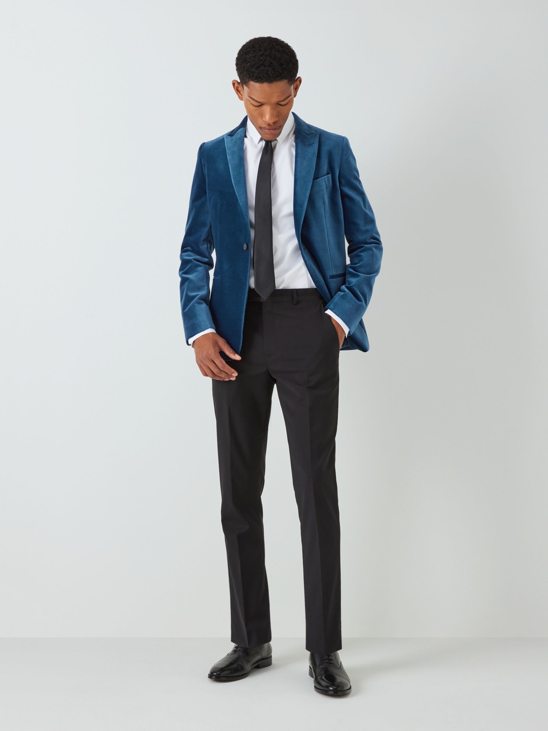 Kin Velvet Slim Fit Peak Blazer, Mid Blue, 36R