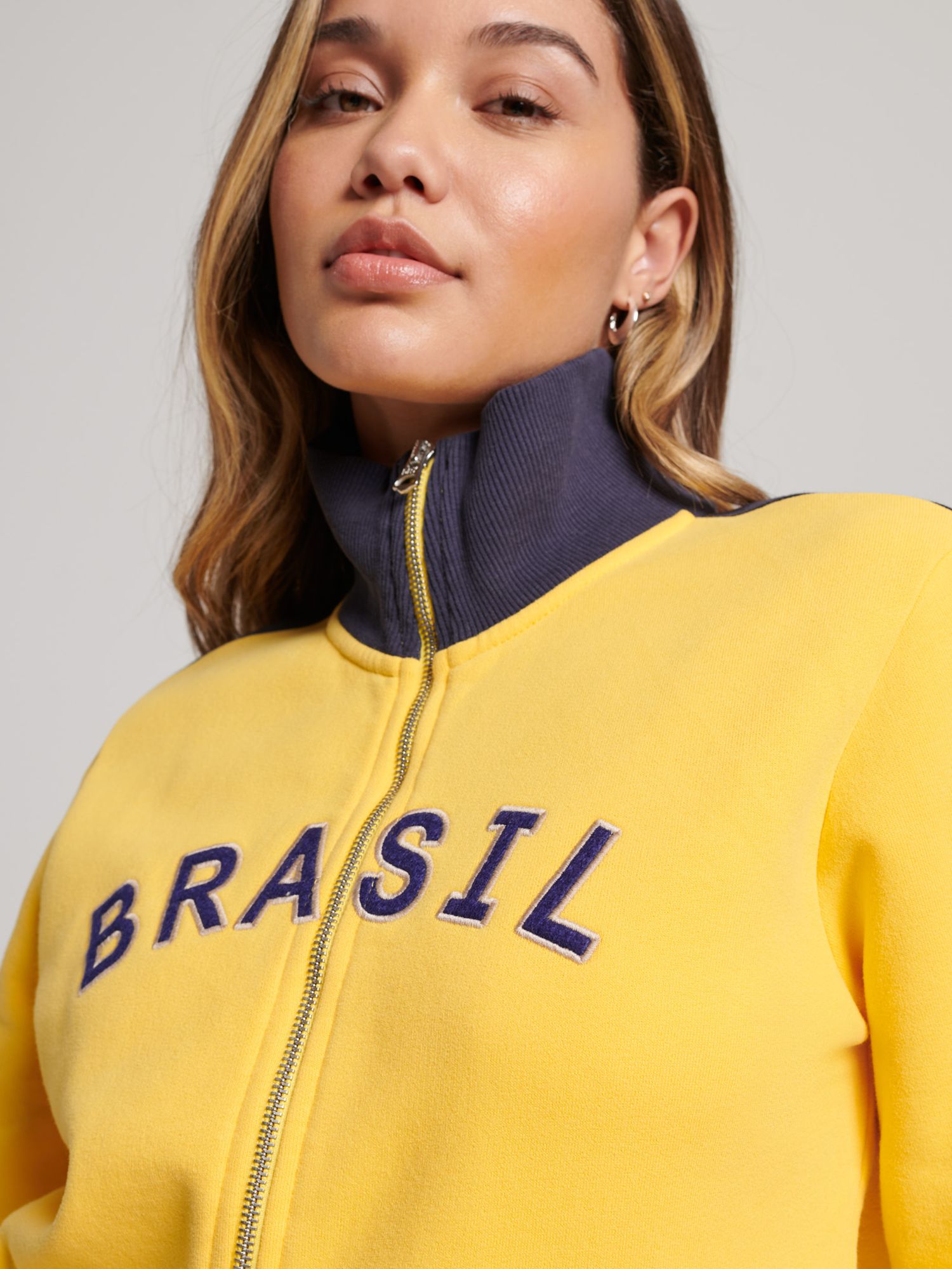 Superdry RINGSPUN FOOTBALL BRAZIL TRACK - Zip-up sweatshirt - springs  yellow/yellow - Zalando