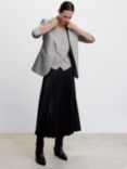 Mango Faux Leather Pleated Midi Skirt, Black
