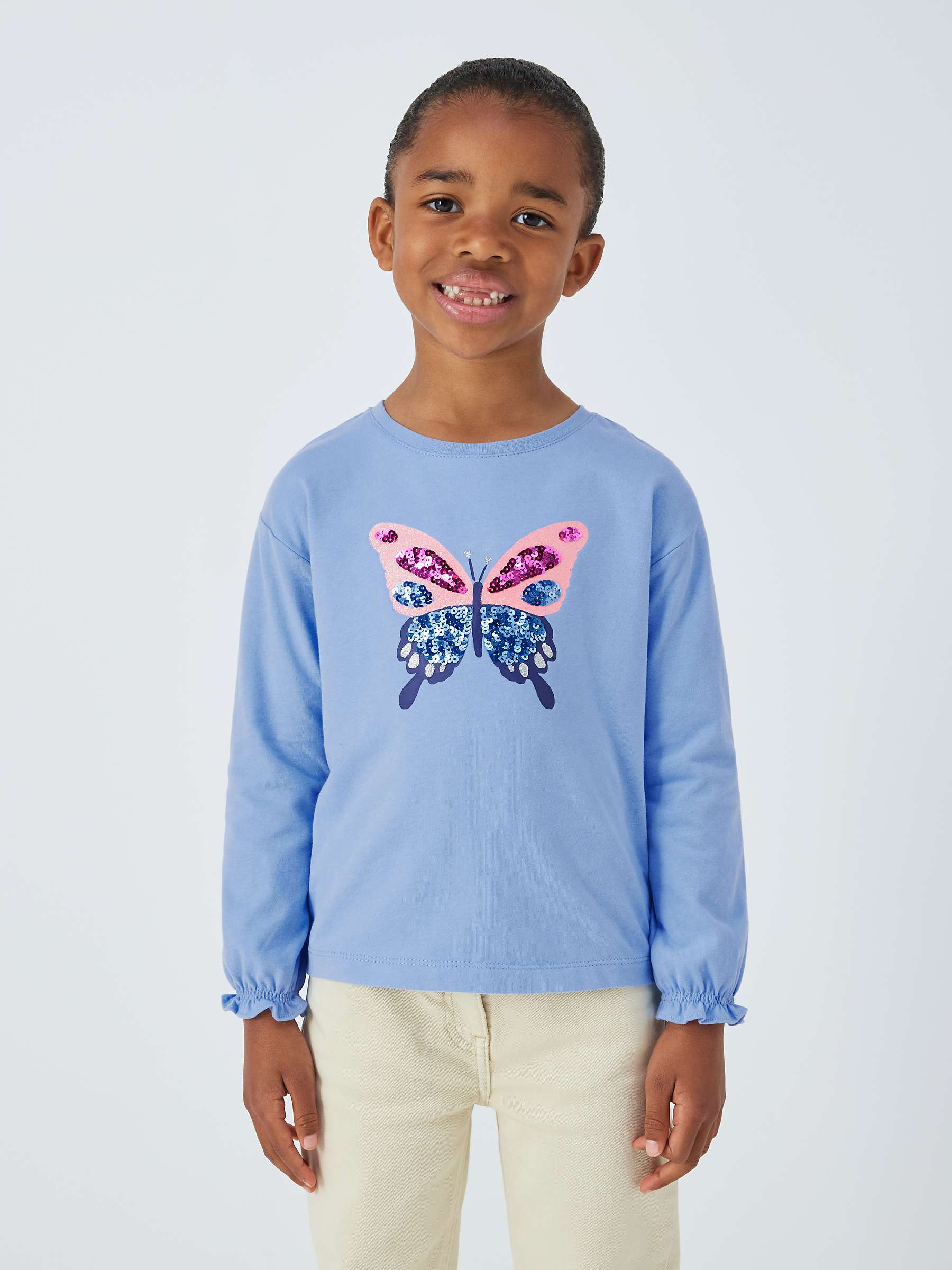 Buy John Lewis Kids' Sequin Butterfly Jersey Top, Blue Online at johnlewis.com