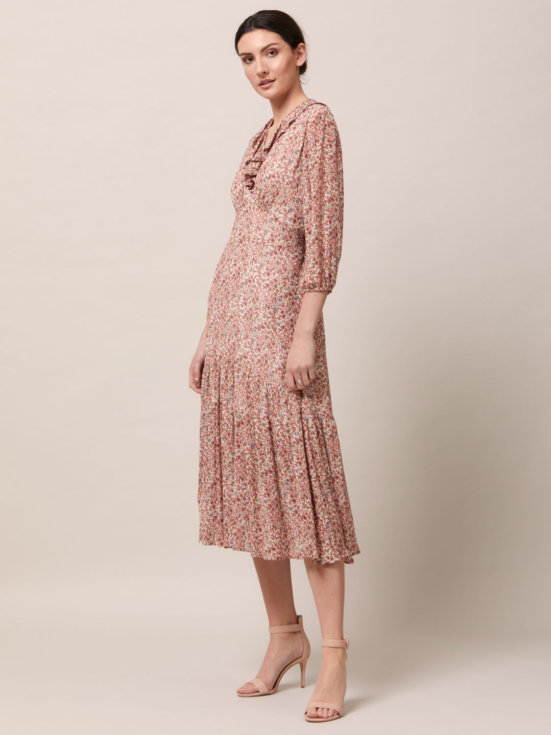 Helen McAlinden Maredith Vintage Floral Print Midi Dress, Multi, 18
