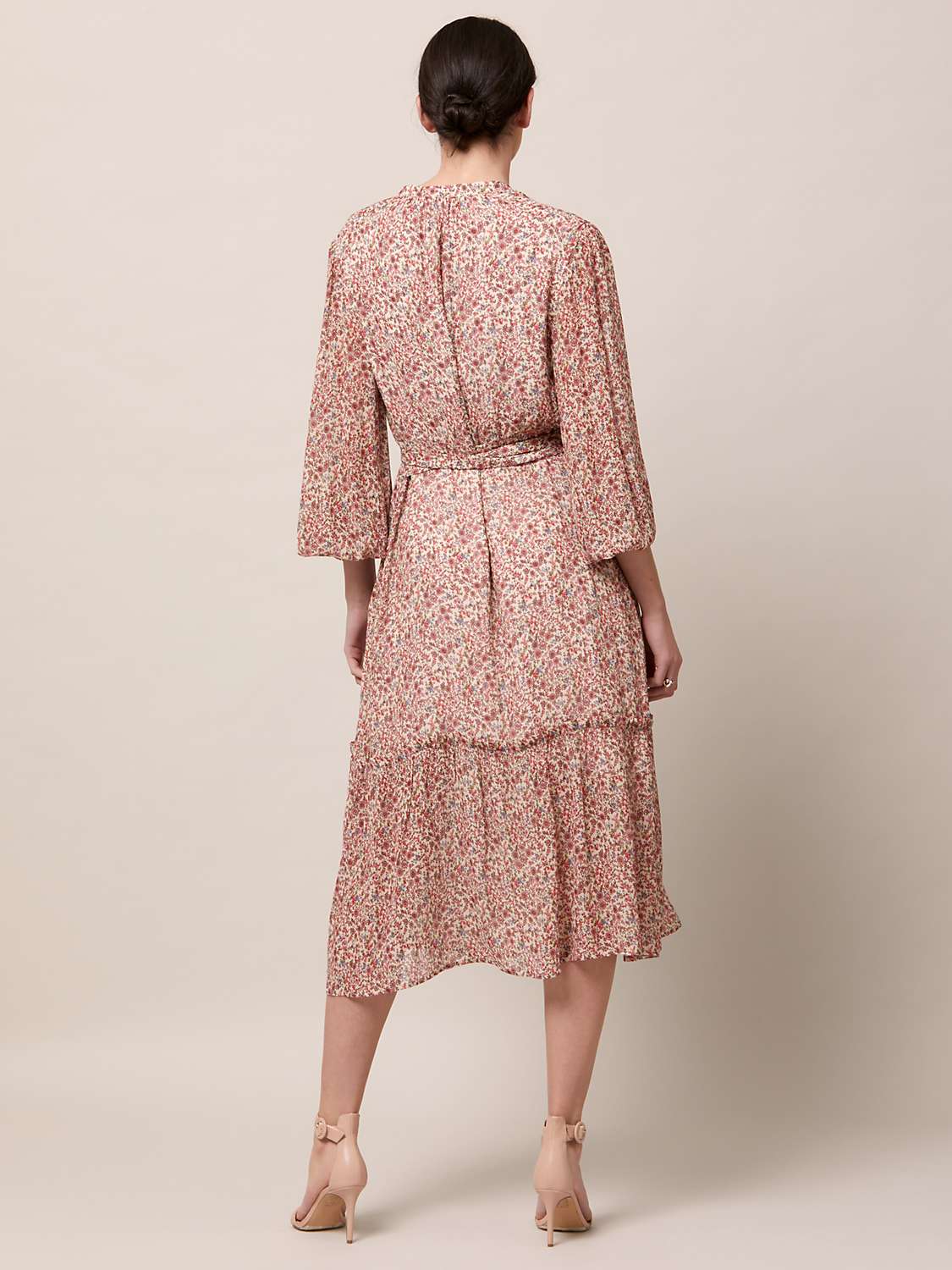 Buy Helen McAlinden Vintage Floral Soft Belted Midi Dress, Blush/Multi Online at johnlewis.com