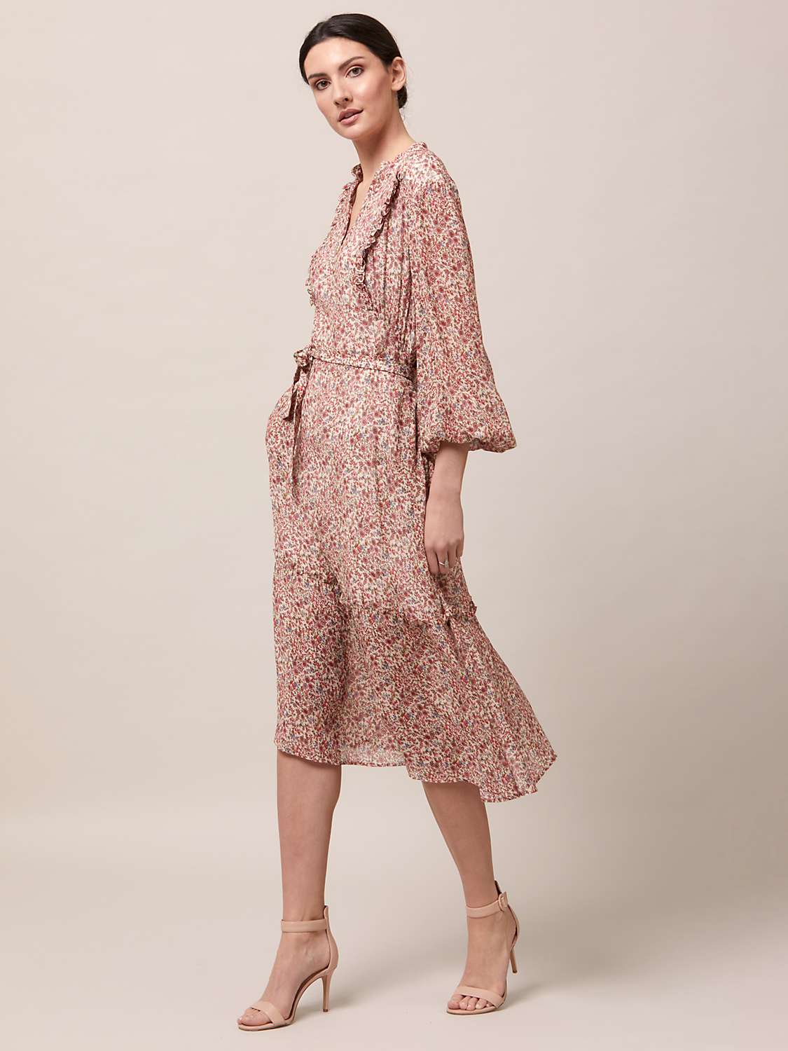 Buy Helen McAlinden Vintage Floral Soft Belted Midi Dress, Blush/Multi Online at johnlewis.com