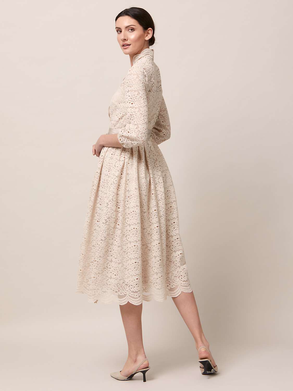 Buy Helen McAlinden Sandra Midi Lace Dress, Oyster Online at johnlewis.com