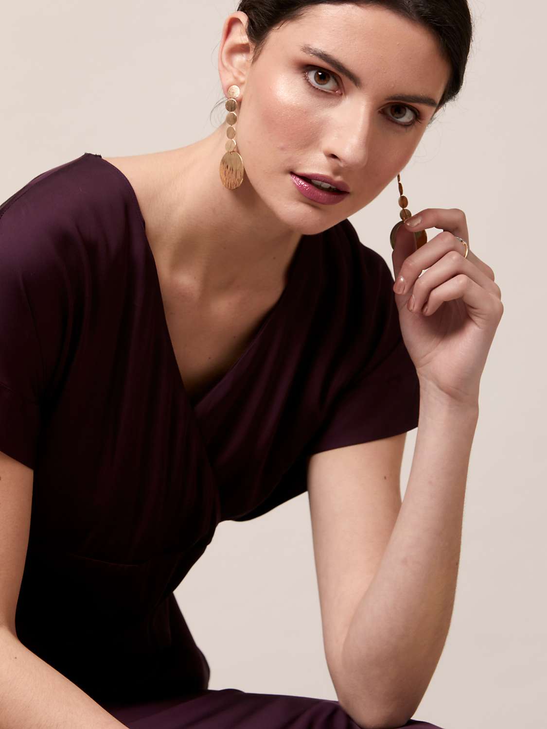 Buy Helen McAlinden Fleur Satin Dress, Aubergine Online at johnlewis.com