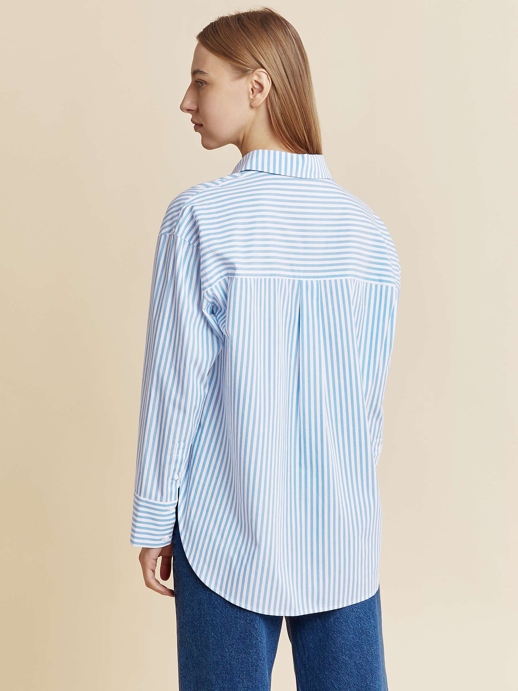 Buy Albaray Stripe Organic Cotton Shirt, Blue/White Online at johnlewis.com