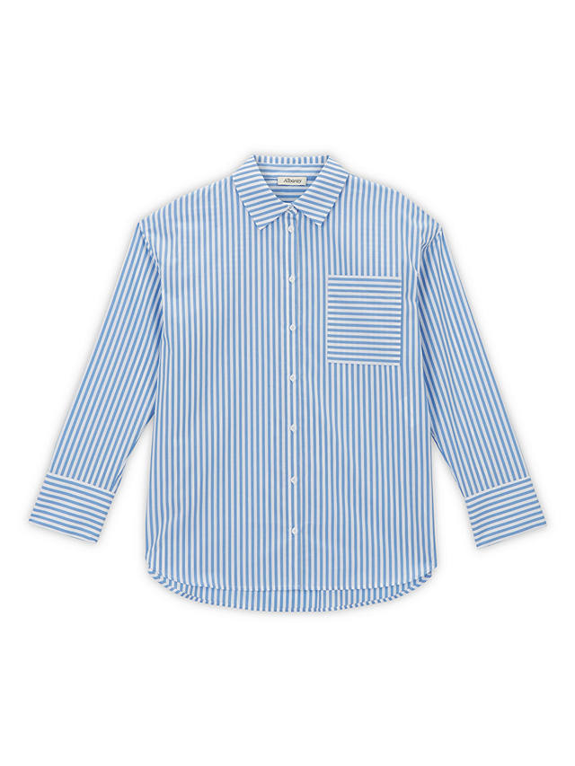 Albaray Stripe Organic Cotton Shirt, Blue/White