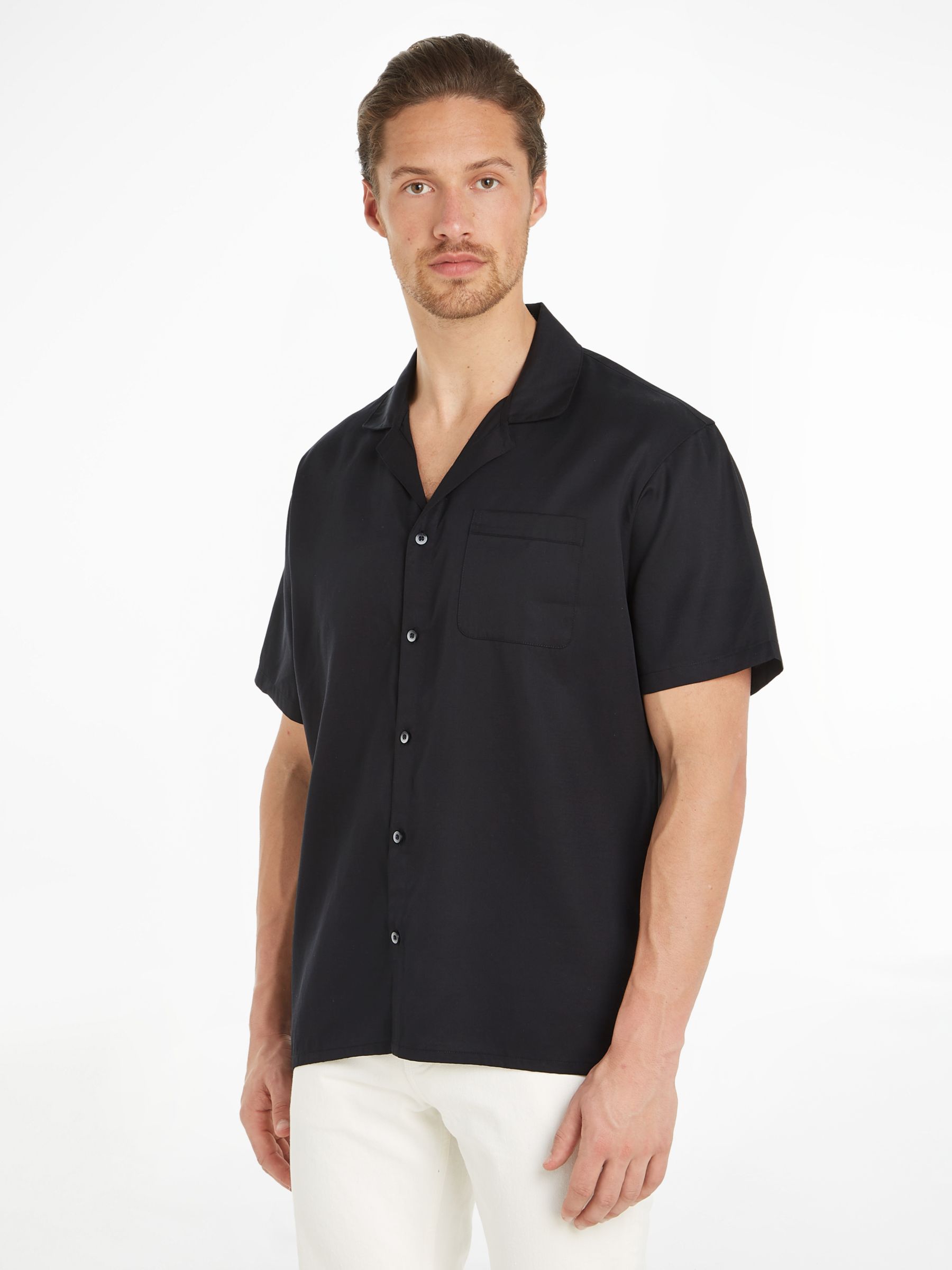 Calvin Klein Button Down Shirt, Black at John Lewis & Partners