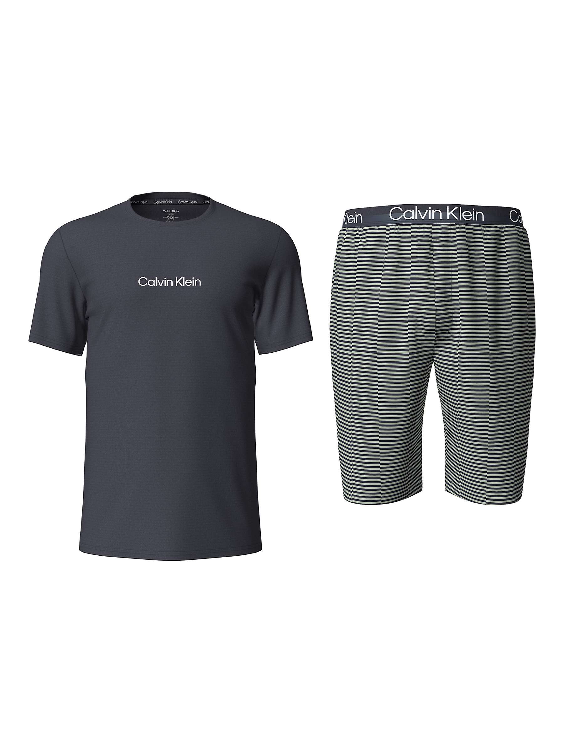 Buy Calvin Klein Sleep Striped Pyjama Set, Sky Top/Offset Stripe Online at johnlewis.com