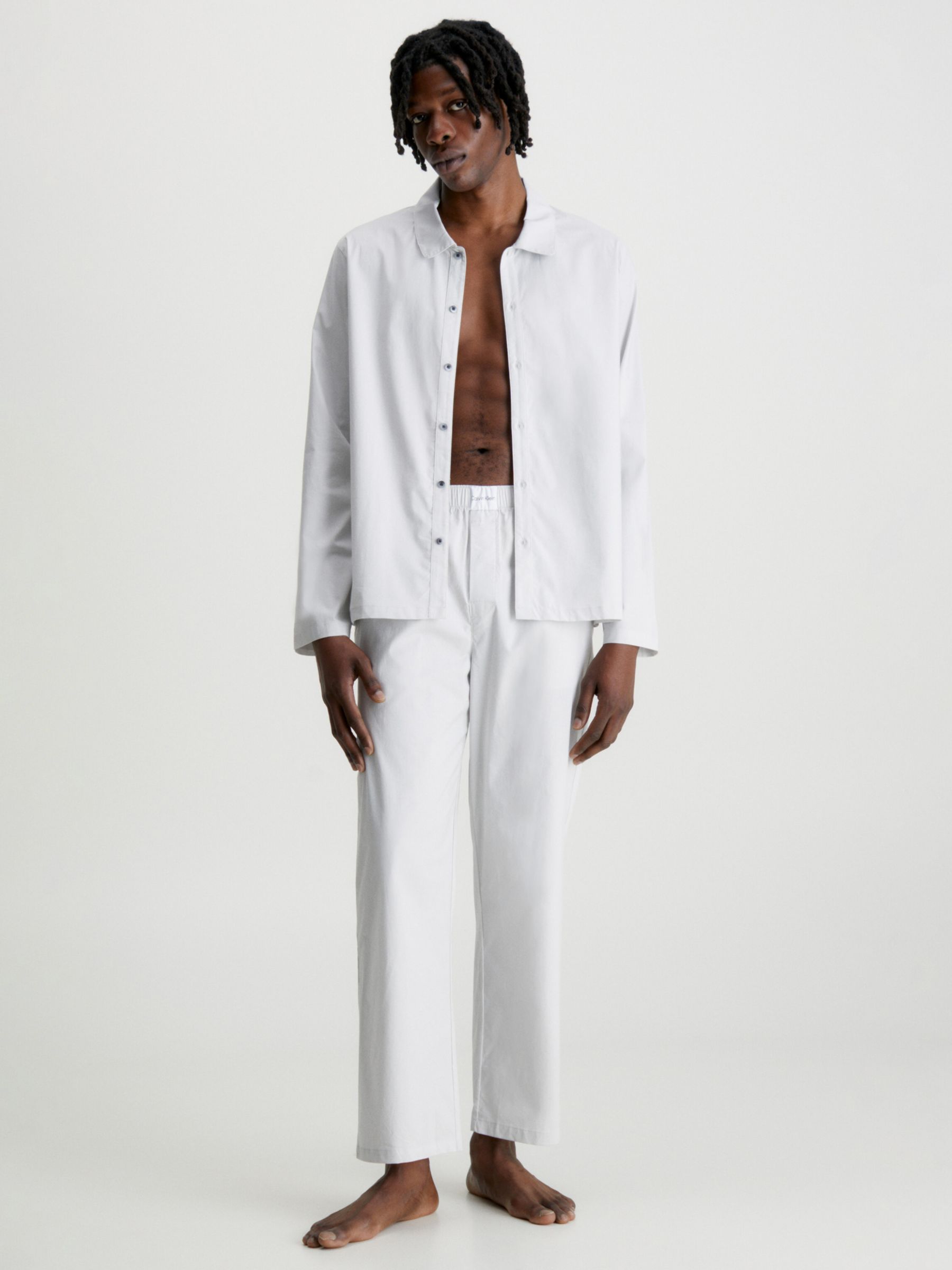 Calvin Klein Pyjama Shirt, Galaxy Grey at John Lewis & Partners