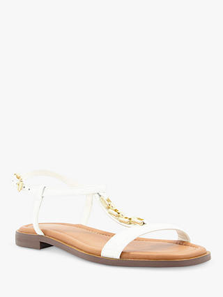 Dune Lotty Chain Leather Sandals, White