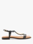 Dune Lotty Leather Chain Detail T-Bar Sandals, Black