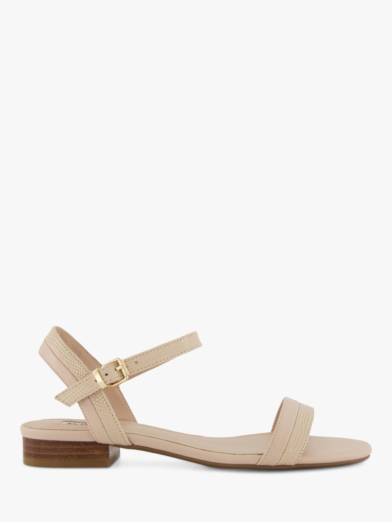 Dune Loyalty Leather Stacked Low Block Heel Sandals, Blush