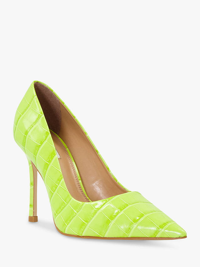 Dune Bento Leather Stiletto Heel Court Shoes, Lime Green