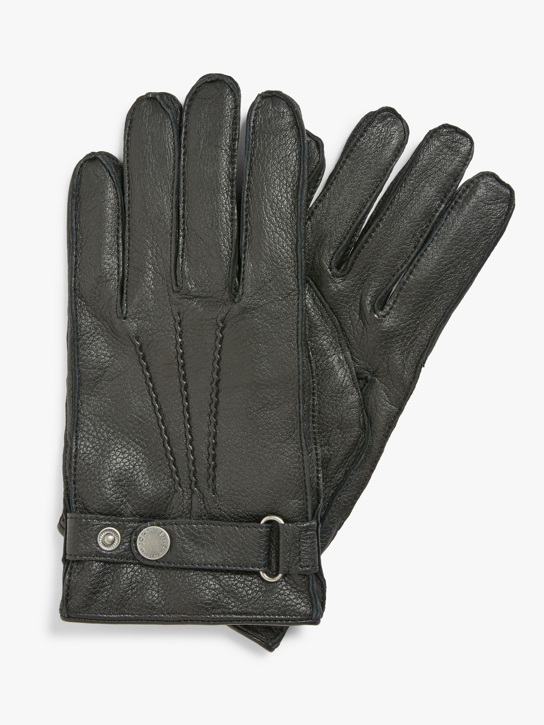 John Lewis Premium Leather Gloves, Black, S