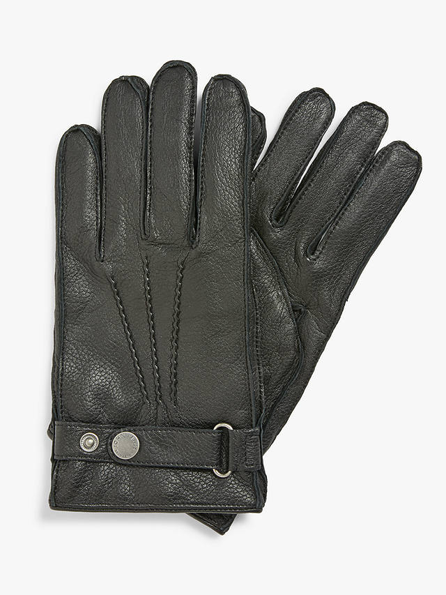 John Lewis Premium Leather Gloves, Black