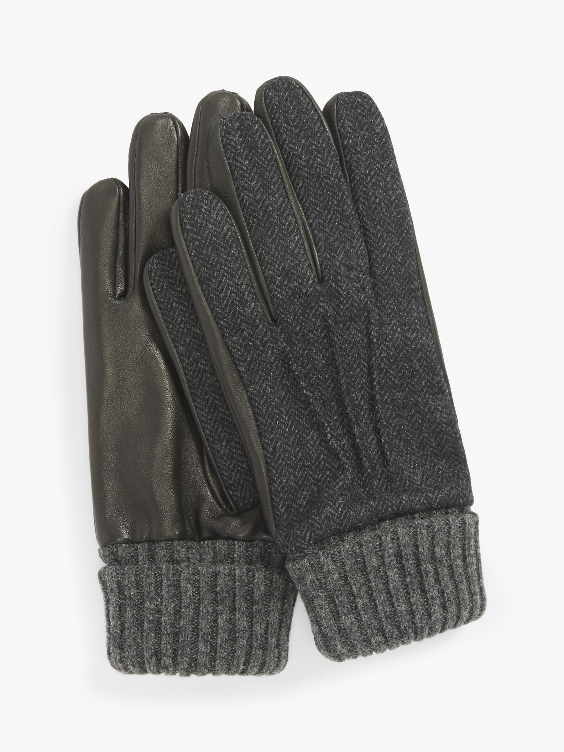 John Lewis Leather Palm Gloves, Grey, M