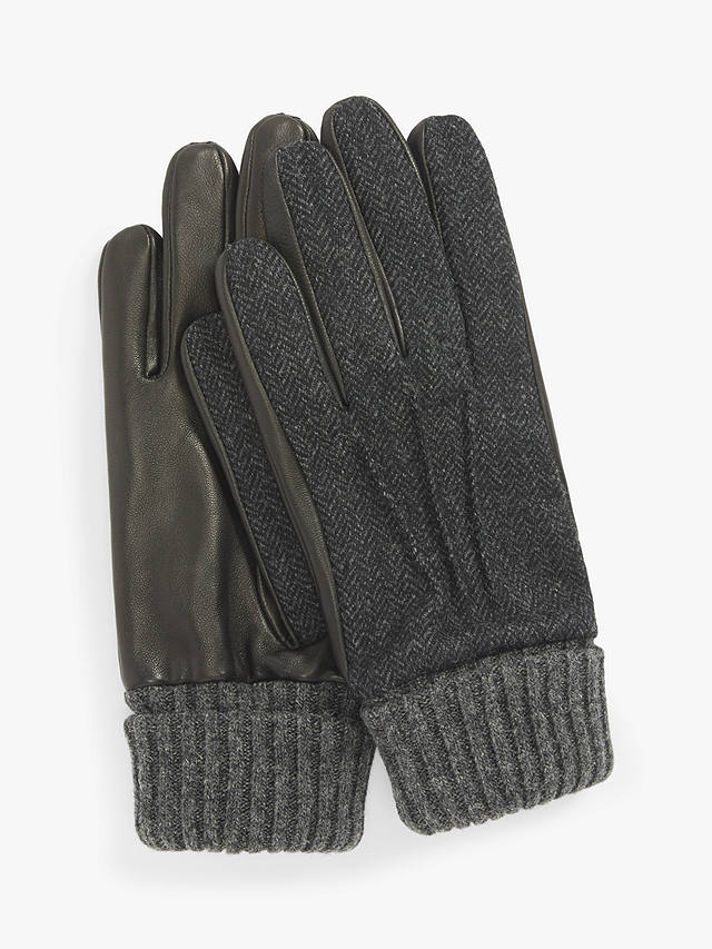 John Lewis Leather Palm Gloves, Grey