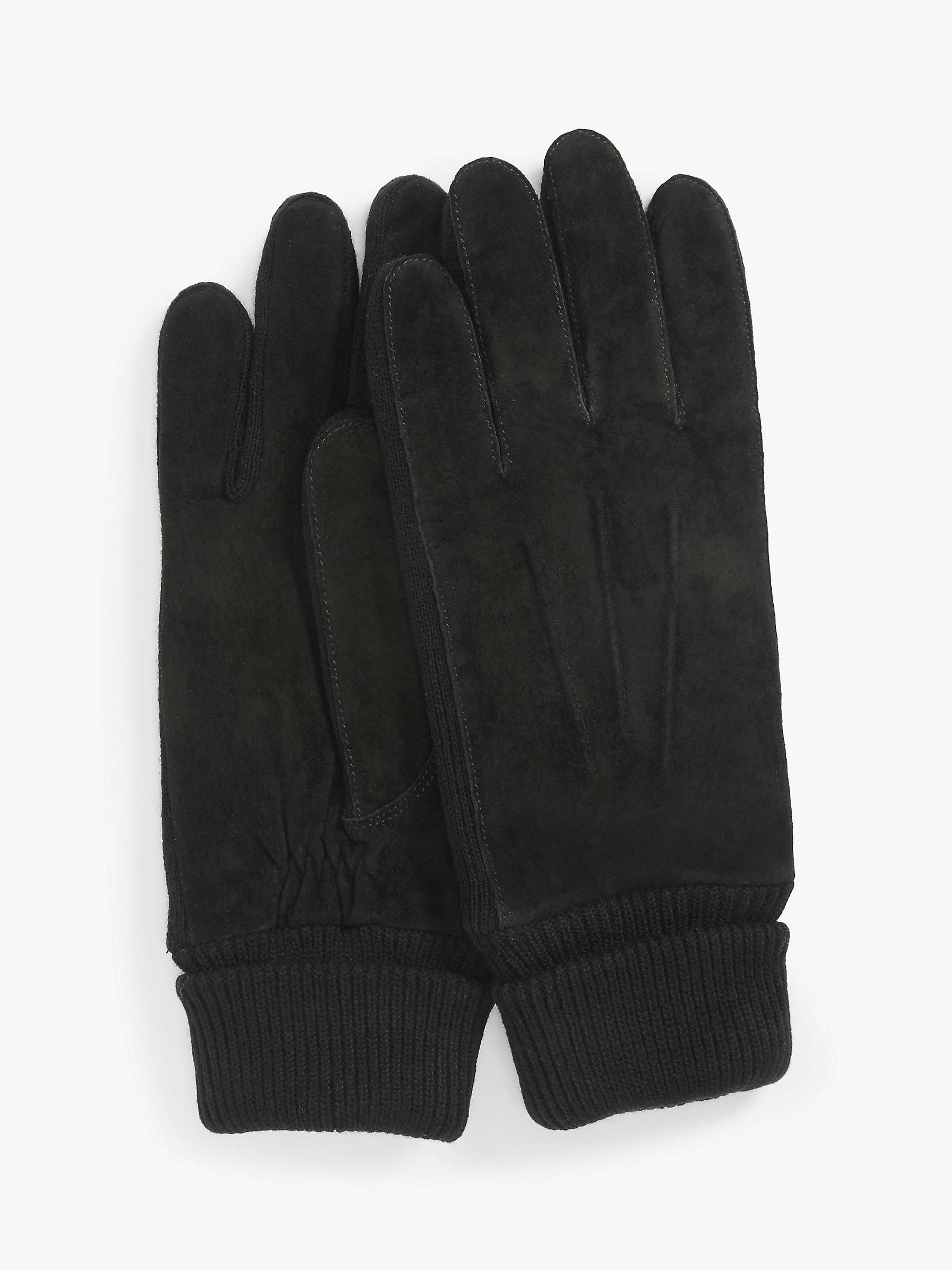 Buy John Lewis Suede Knit Gloves, Black Online at johnlewis.com