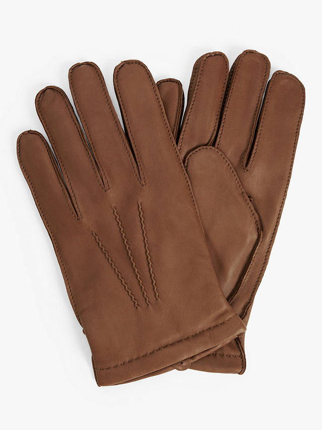 John Lewis Merino Lined Leather Gloves, Tan