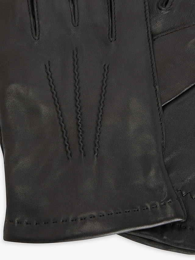 John Lewis Merino Wool Leather Gloves, Black