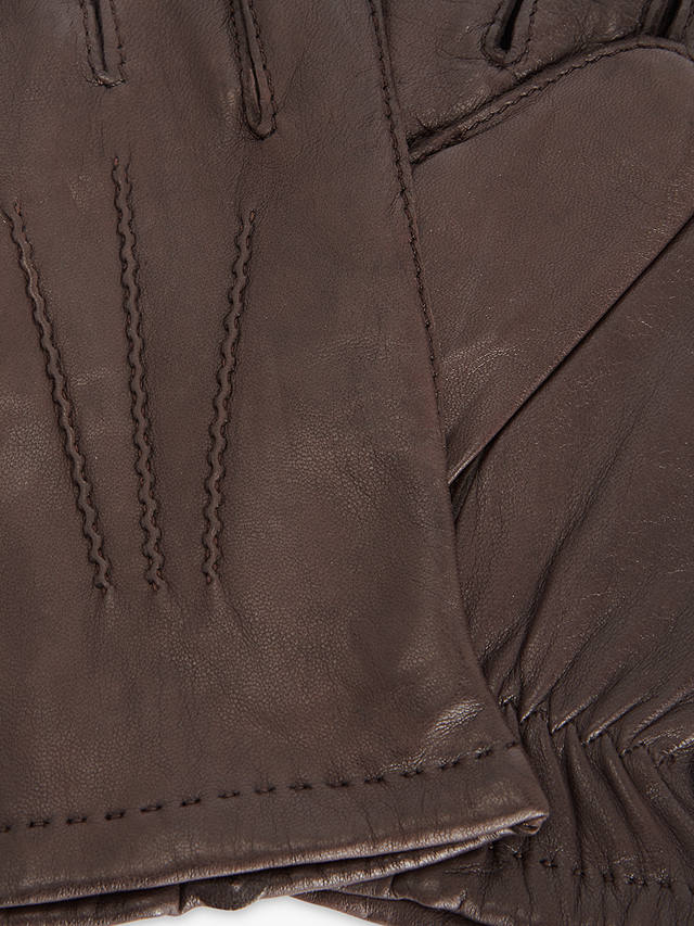 John Lewis Merino Wool Leather Gloves, Brown