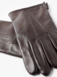 John Lewis Fleece Leather Gloves, Brown