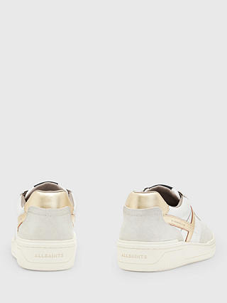 AllSaints Vix Low Top Leather and Suede Trainers, White/Gold