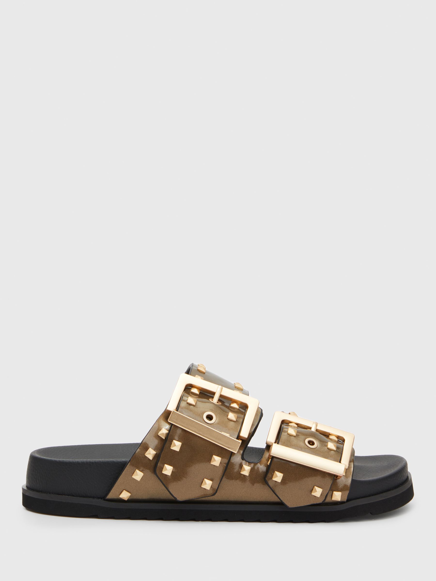 AllSaints Sian Studded Leather Slider Sandals