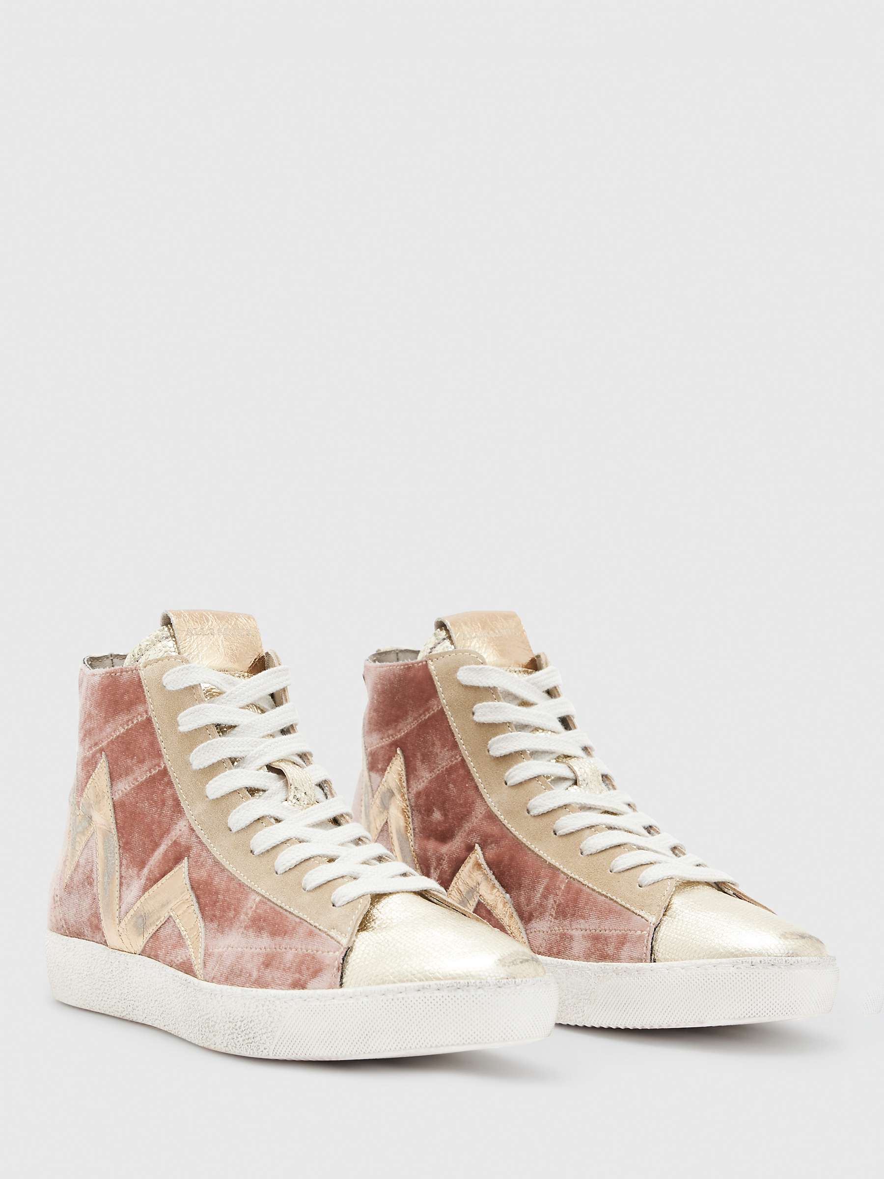 AllSaints Tundy Bolt Hi-Top Trainers, Pink at John Lewis & Partners