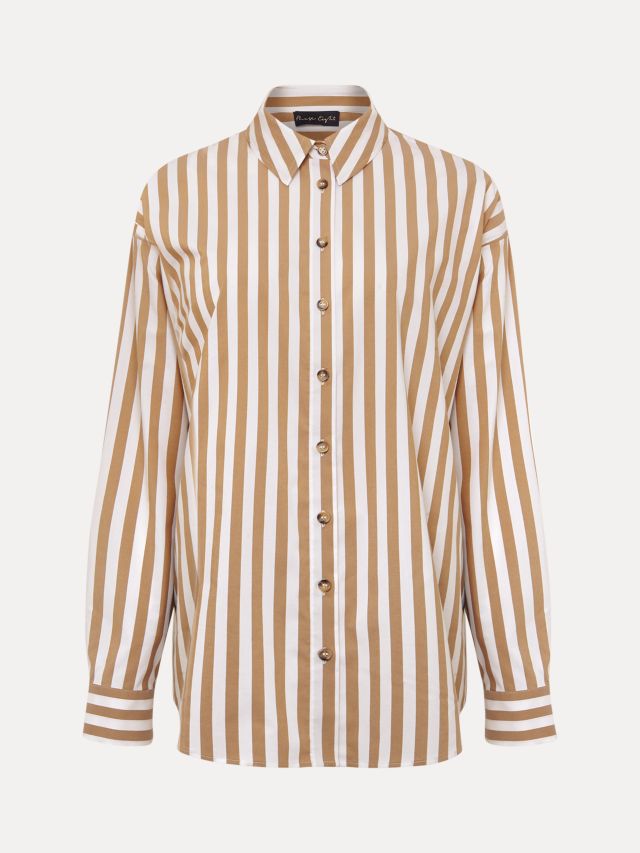 Phase Eight Stripe Shirt, Camel/Ivory, 8