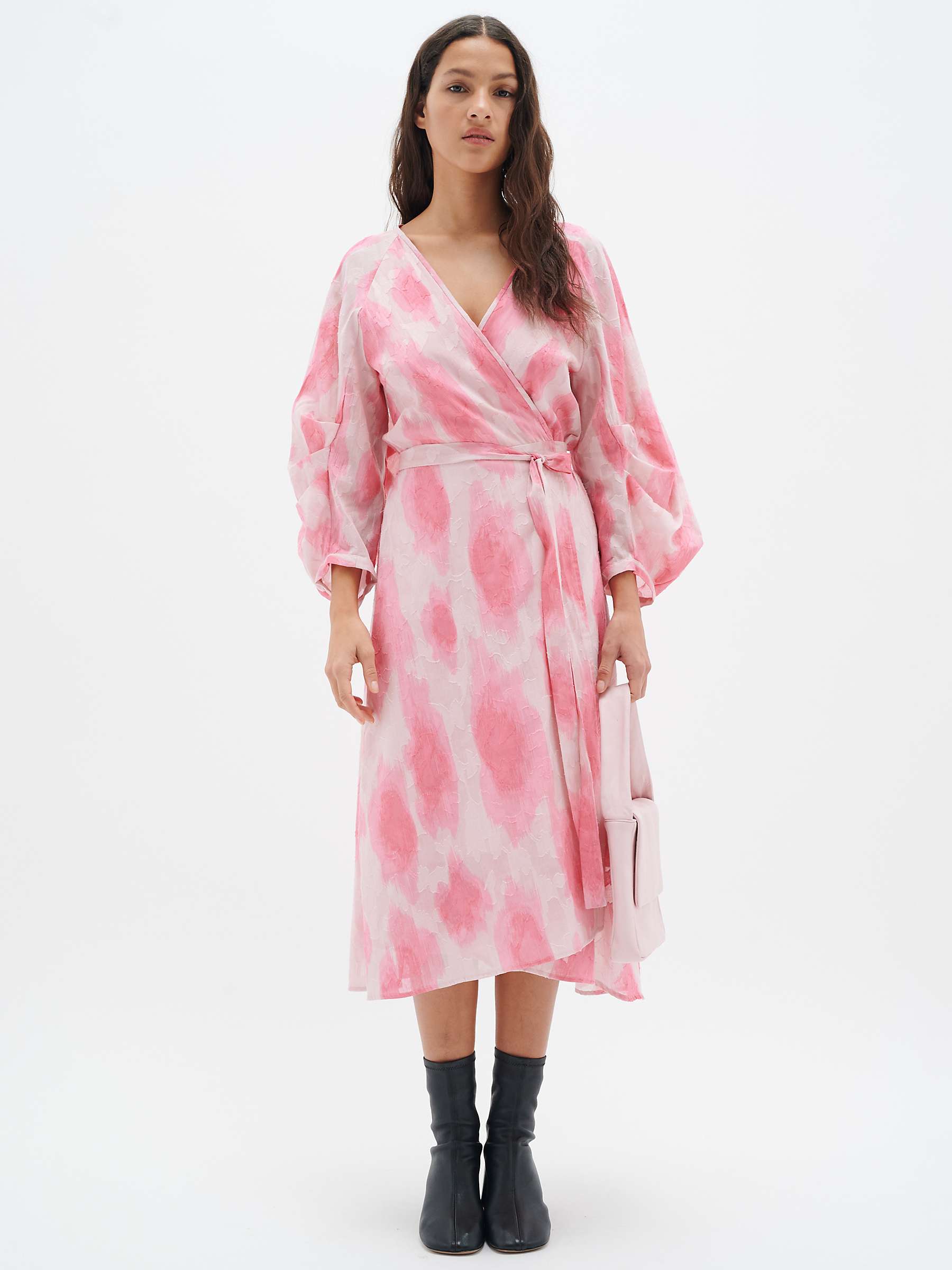 Buy InWear Dimitra Cotton Balloon Sleeve Wrap Dress, Soft Pink Online at johnlewis.com