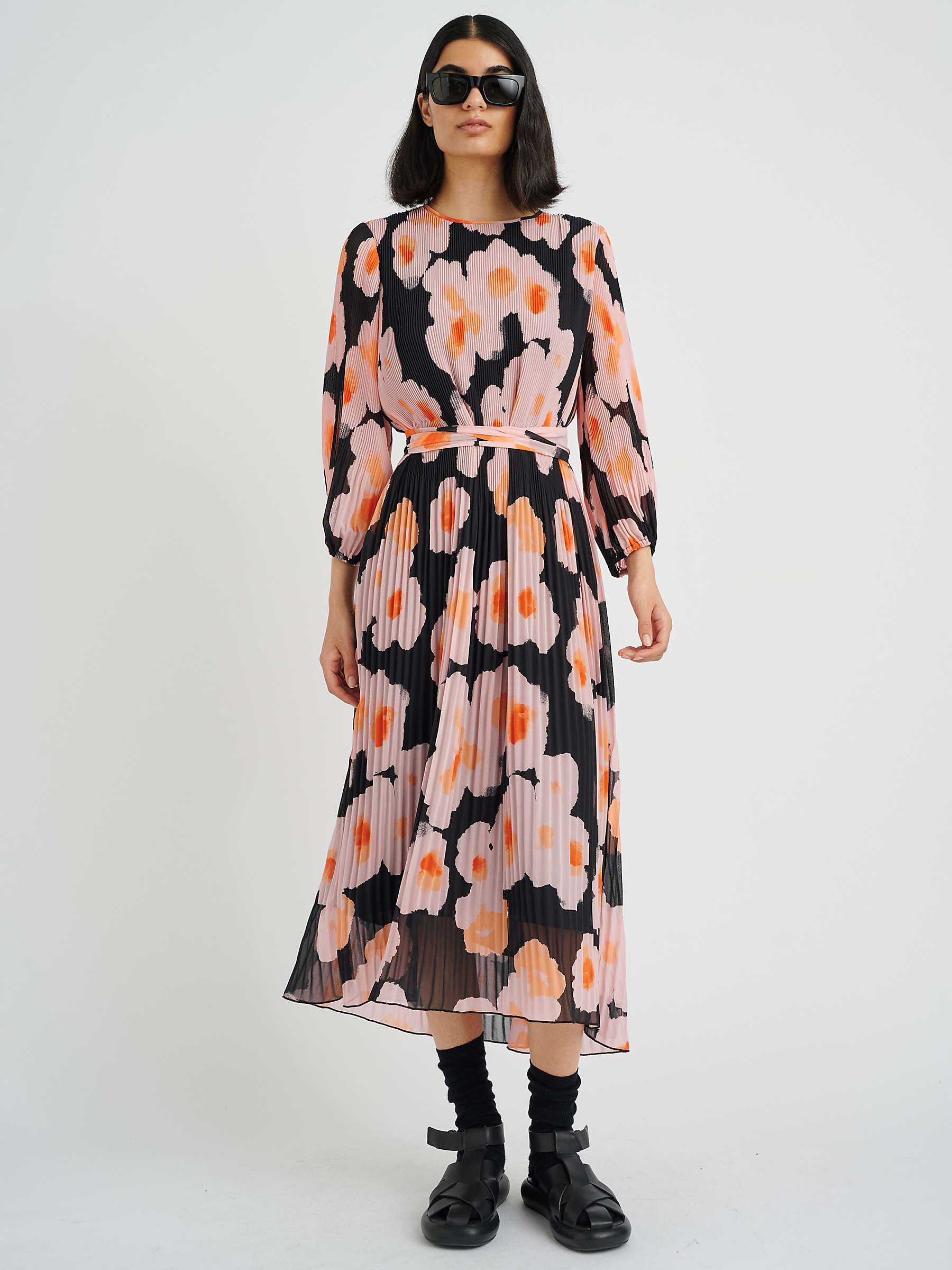 Buy InWear Desdra Relaxed Fit Pleated Midi Dress, Pink Online at johnlewis.com