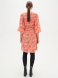 InWear Davila Abstract Print Gathered V-Neck Dress, Pink