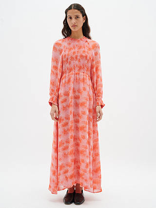 InWear Davila Abstract Print Smocked Maxi Dress, Pink