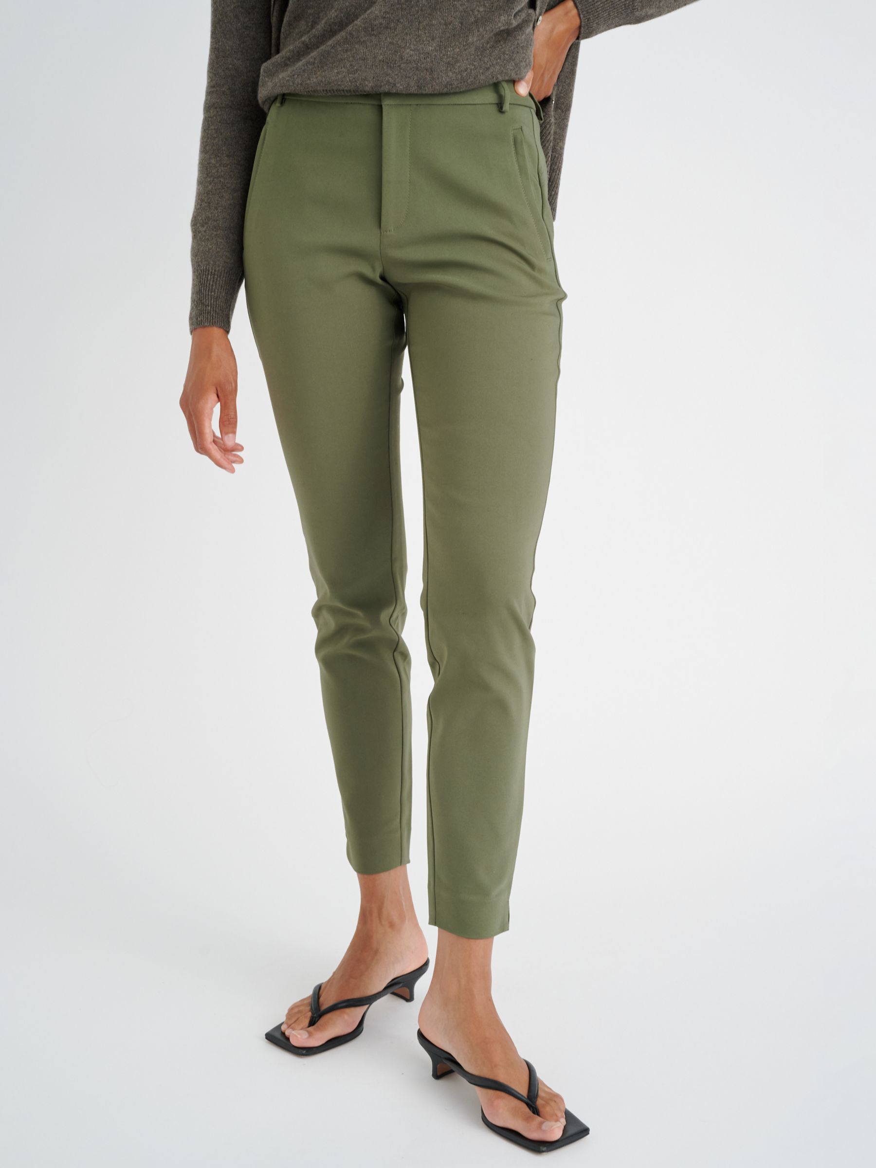 InWear Vanessa Ankle Trousers, Beetle Green at John Lewis & Partners