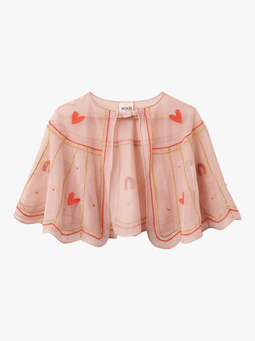 Stych Tulle Heart Embroidered Cape, Light Pink, One Size
