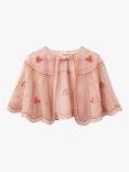Stych Tulle Heart Embroidered Cape, Light Pink