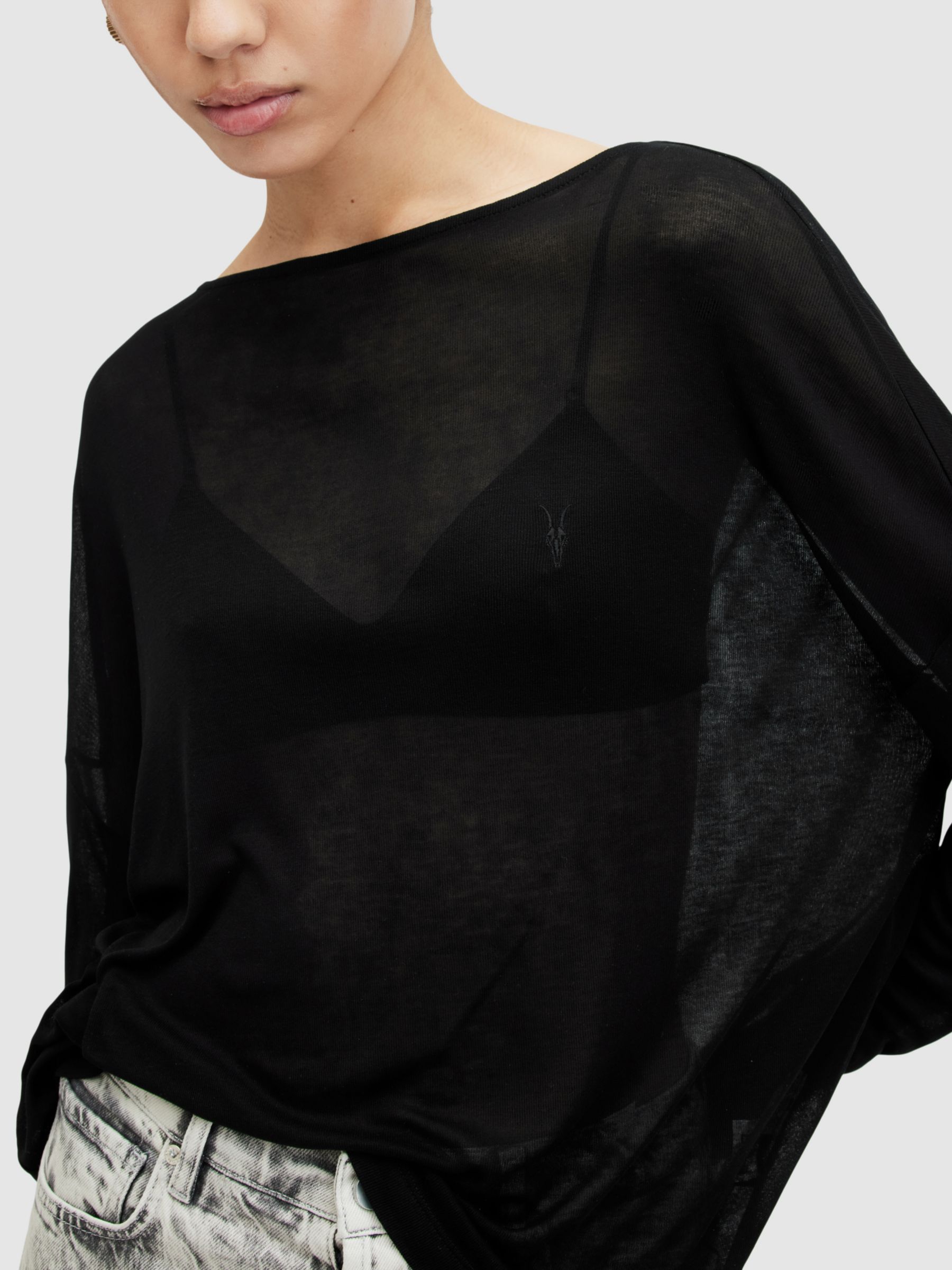 Buy AllSaints Francesoco Rita Jersey Top, Black Online at johnlewis.com