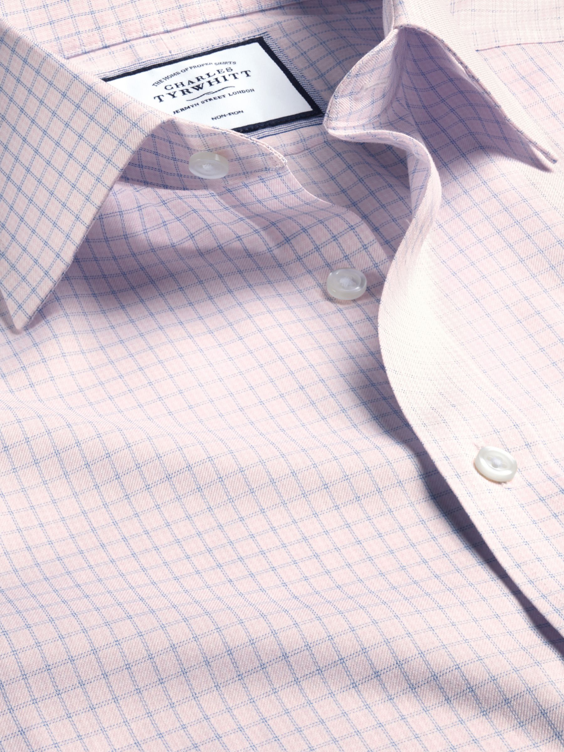 Charles Tyrwhitt Classic Check Shirt, Light Pink, 15.5S