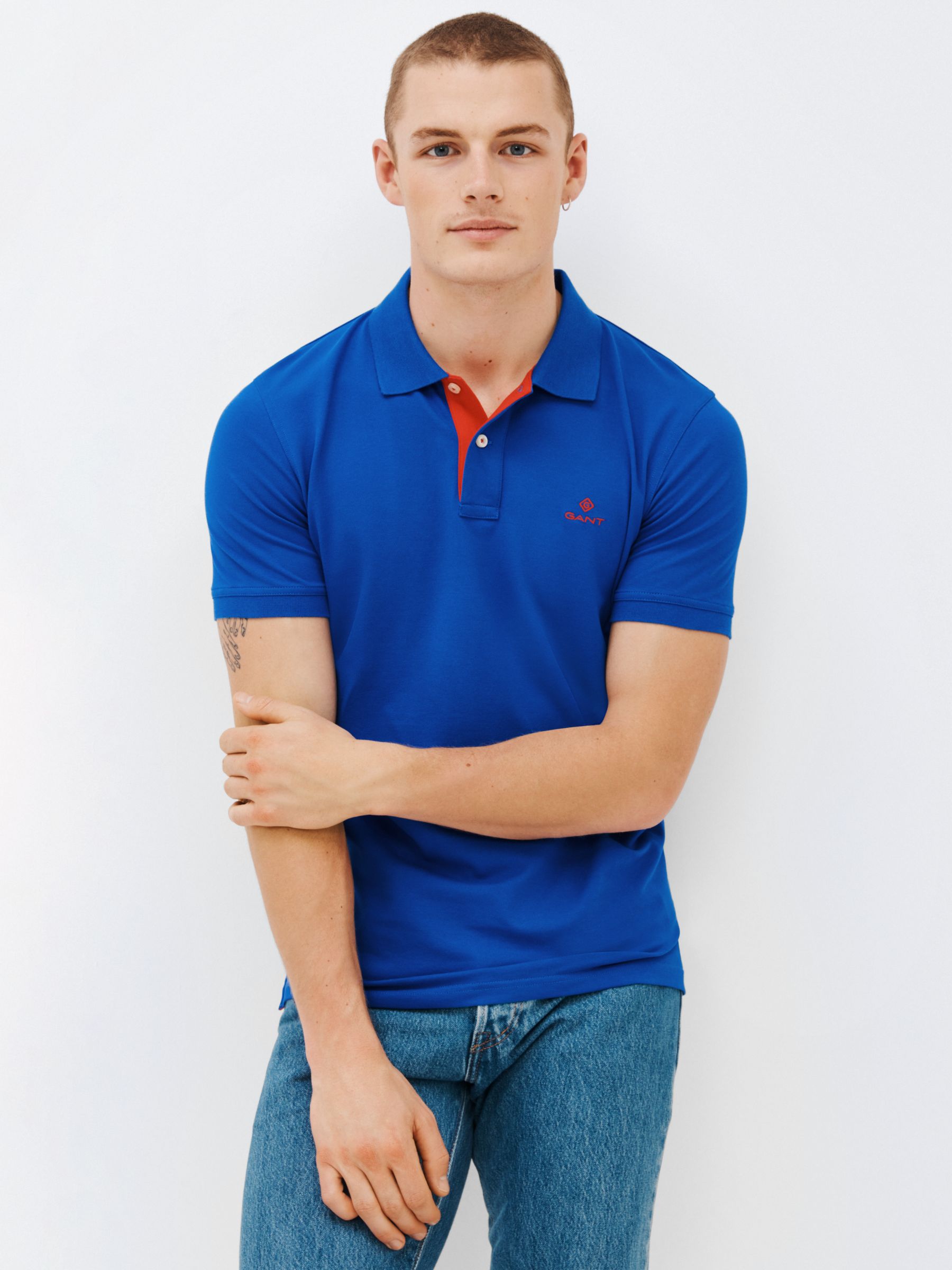 Gucci Men's Pique Collar Logo Short Sleeve Shirt in Sky Blue, Size S | End Clothing
