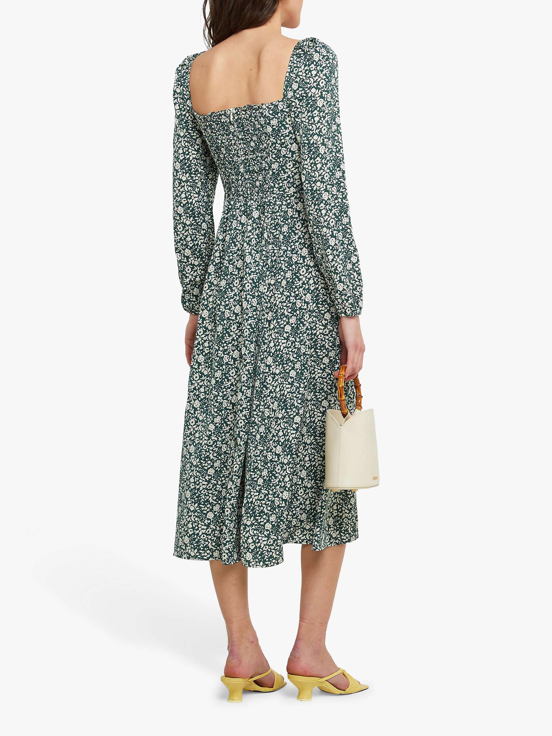 Buy o.p.t Lenon Side Slit Midi Floral Dress, Forest/White Online at johnlewis.com