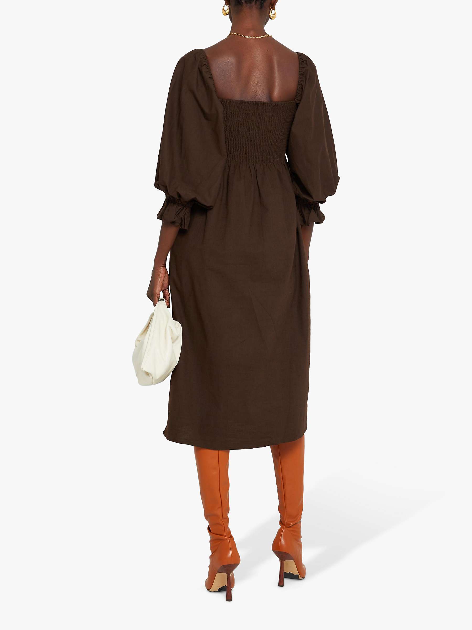 Buy o.p.t Athena Puff Sleeve Midi Dress, Coffee Online at johnlewis.com