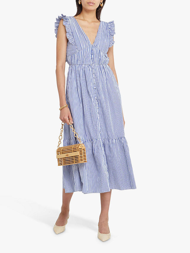 o.p.t Stella Stripe Midi Dress, Blue
