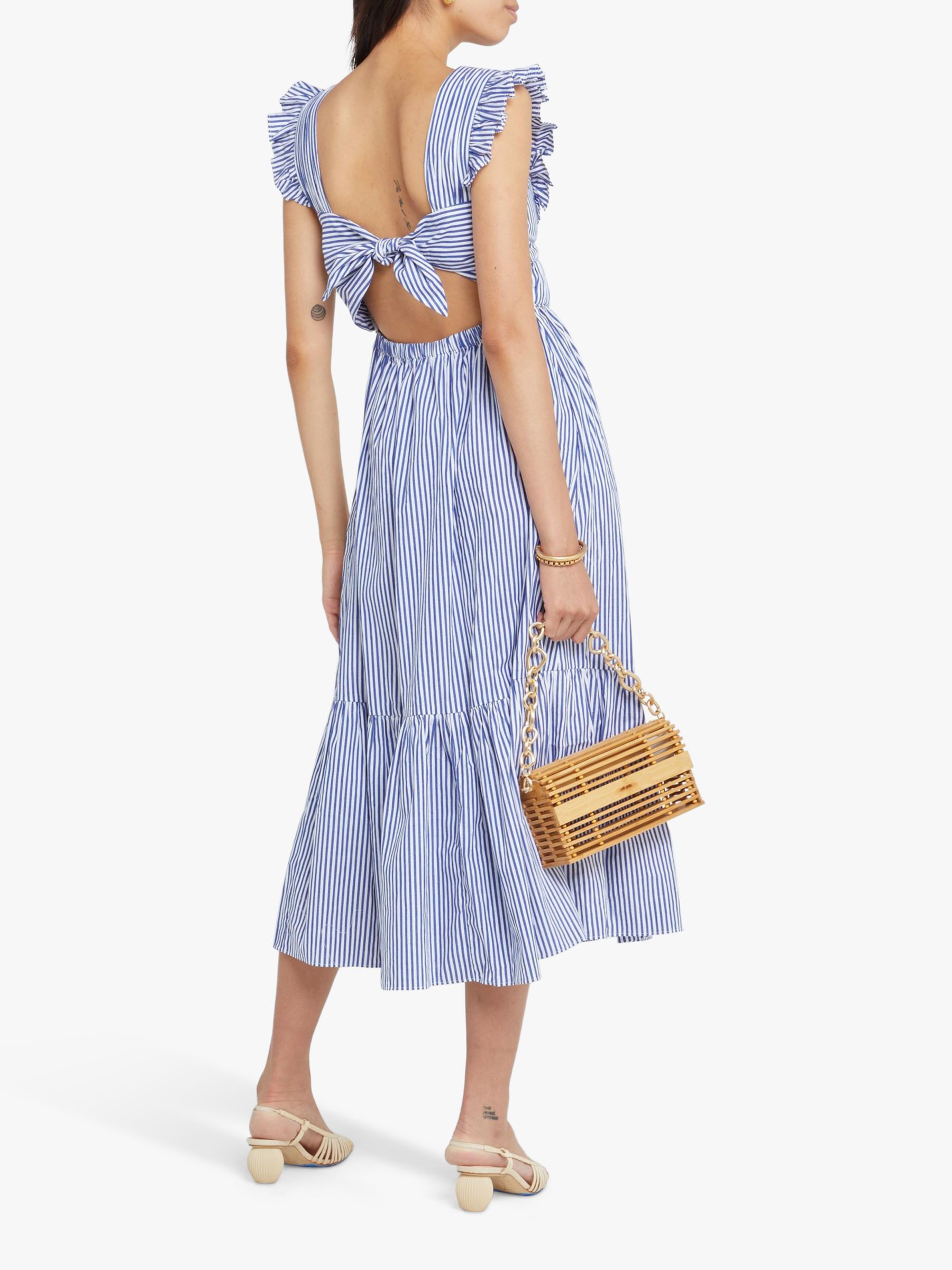o.p.t Stella Stripe Midi Dress, Blue, XS